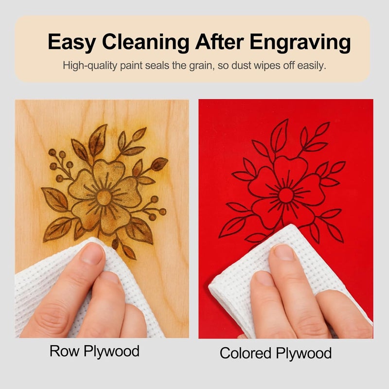 Creatorally 8 Pack Pre-Painted Colored Plywood Sheets, 11.7"x8.27"x1/8" (3mm) Basswood Boards, 8 Mixed Colors for Laser Cutting, Engraving, DIY Crafts, Home Décor, Model & Ornament Making - Image 5